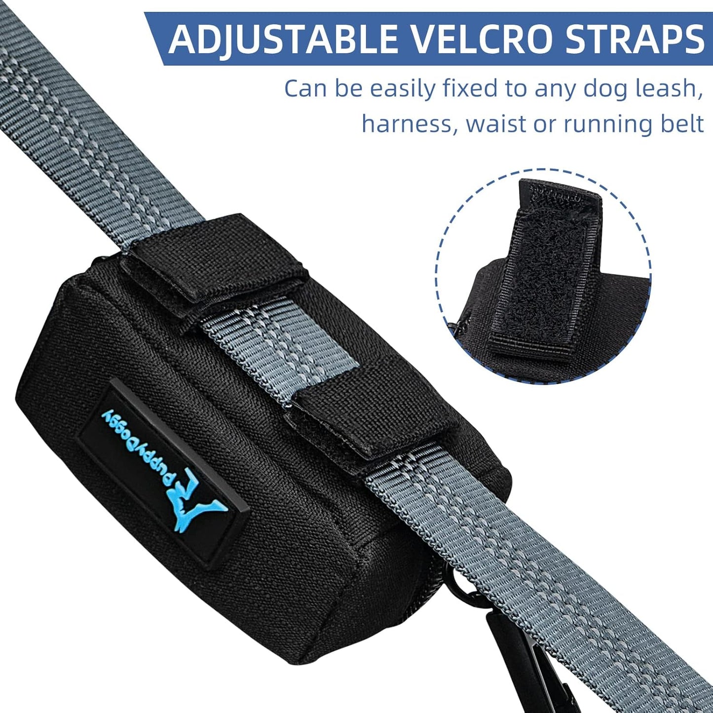 PuppyDoggy 2 Pack Poop Bag Holder for Dogs and Cats Black Waste Bag Dispenser Poop Bag Pouch Dispenser with 2 Roll of Free Poop Bags for Leash Accessory Bicycle (Black, 2 Pack)