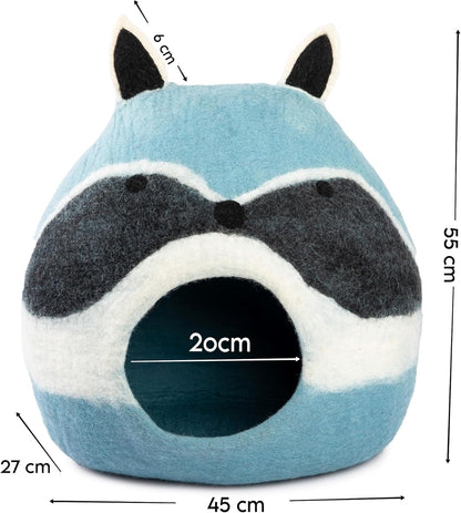 Luxurious Eco-Friendly Merino Wool Cat Cave Bed Sloth - Foldable Hideaway Pod for Indoor Cats - Premium Felt Kitten Beds - Covered Cat House for Ultimate Cozy Comfort by Woolygon