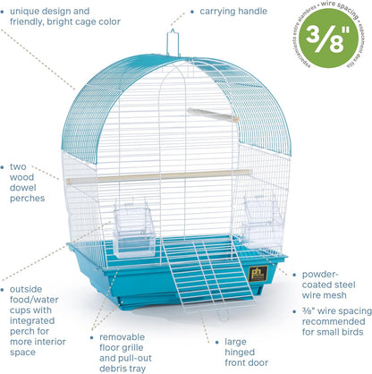 Prevue Pet Products South Beach Dome Top Bird Cage, Teal (SP50071),14 1/8" L x 11 1/4" W x 18 1/8" H
