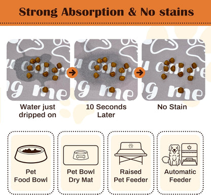 Pet Feeding Mat for Floors Waterproof Dog Mat for Food and Water Absorbent Quick Dry Non Slip mat for Cat Bowls