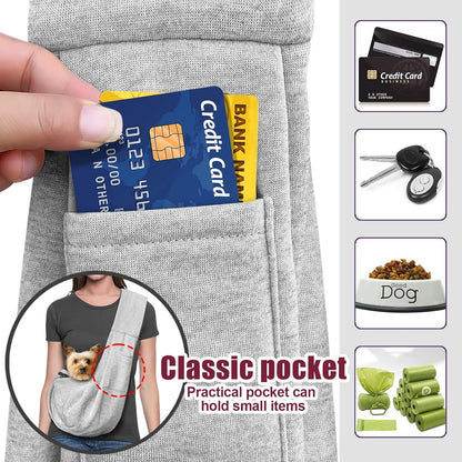 Pet Dog Sling Carrier for 3-10 lbs pet,Dog Purse Pouch,Dog Satchel,Reversible unadjustable Strap Travel Hand-Free Safe Bag Small Puppy Backpack (Grey)