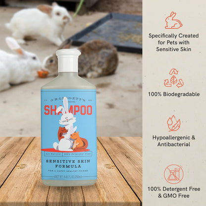 JR Liggett’s Natural Liquid Small Animal Shampoo for Sensitive Skin - 100% Detergent Free, Non-GMO & Biodegradable - Tear-Free, Hypoallergenic Formula Soothes Dry Itchy Skin - 8.45 fl oz
