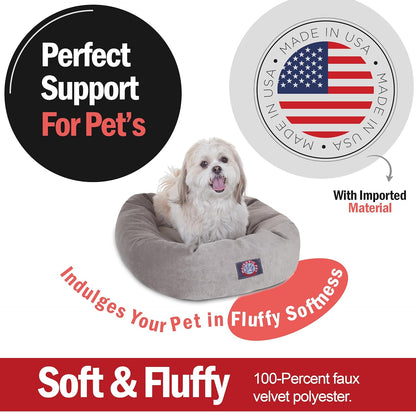 Majestic Pet 24 Inch Micro Velvet Calming Dog Bed Washable 24x19x7 (inch) – Cozy Soft Round Donut Dog Bed with Spine for Head Support - Pet Bed Small - Vintage (2025)