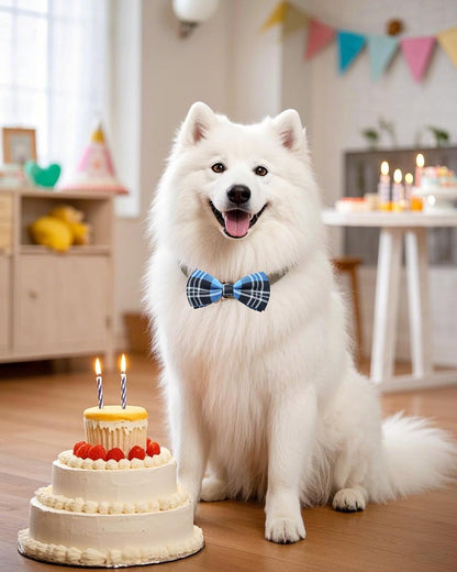 PET SHOW 8 Pack Plaid Big Dogs Collar Bow Ties for Medium Large Dogs Collar Charms Accessories Slides Attachment Bowties for Birthday Wedding Parties Assorted