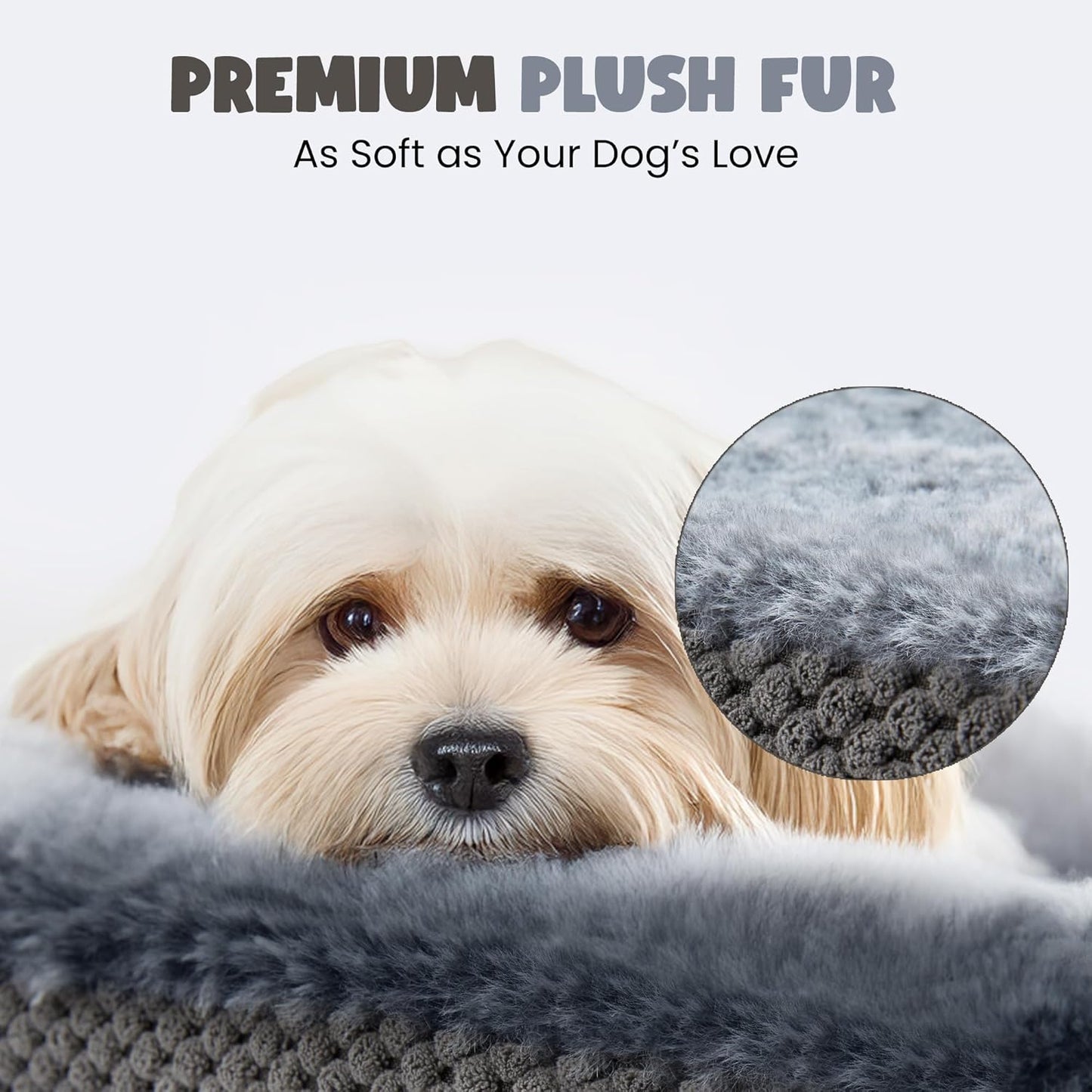 Orthopedic Dog Bed for Medium Dogs, 35" Oval Couch Bed with Sides and Soft Egg Crate Foam, Calming Washable Pet Bed with Anti-Slip Bottom, Durable Cuddler for Sleeping, Grey (35")