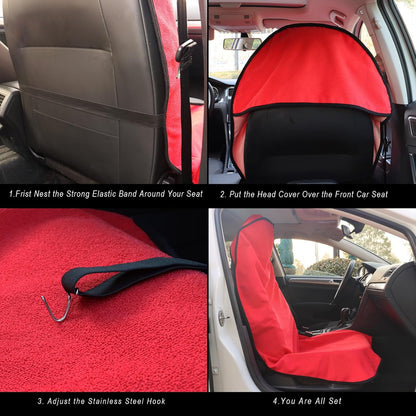 Car Seat Cover Protector Front Seats,for Gym Workout,Running,Swimming,Beach and Hiking,Waterproof Sweat Towel Bucket Seat Covers for Cars SUV Trucks (Red, 1Pcs)