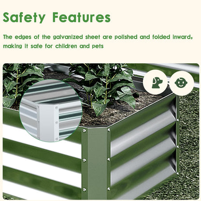 EKX 8x4x2FT Galvanized Raised Garden Bed, Raised Garden Bed Kit-Metal Planter Box Outdoor,Planting for Vegetables, Fruits,Herbs, Flowers-Slive