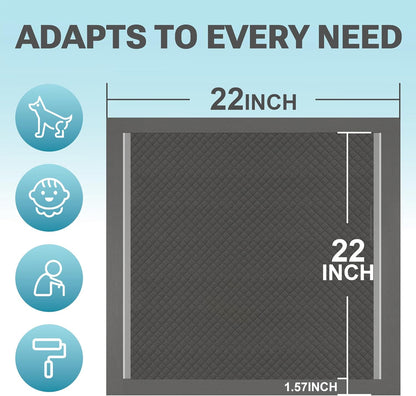 Charcoal Puppy Pads 100 Count, Disposable Pee Pads for Dogs / Wee Wee Pads / Potty Training Pads, Underpads with Activated Carbon to Eliminate Odor, 22"x22"