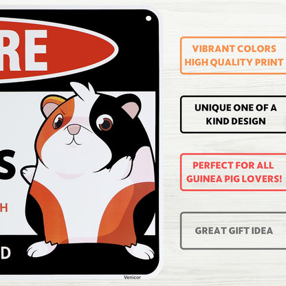 Venicor Guinea Pig Sign Decor - 8 x 12 Inches - Aluminum - Guinea Pig Gifts for Guinea Pig Lovers - Cage Accessories Toys Stickers Stuff