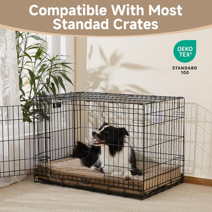 OhGeni Orthopedic Waterproof & Machine Washable Dog Bed for Medium Large Pets, Suitable for Crates, Cat Mat with 25D Egg Crate Foam, Non-Slip Bottom & Removable Cover, 35 Inches(Coffee)