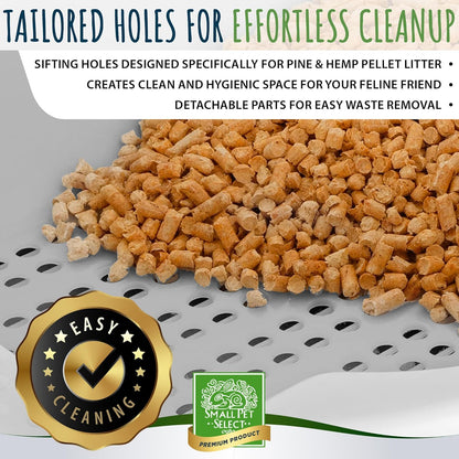 Small Pet Select - Sifting Cat Litter Box, with 5 Pee Pads and Litter Scoop, Premium System for Cats and Other Small Animals, Tidy and Easy to Clean with Drawer, Scoop, and Removable Tray