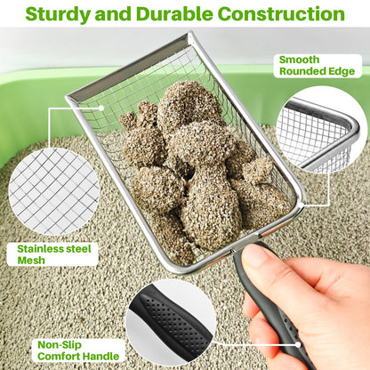 2 Pack Cat Litter Scoop with 3.8mm & 5mm Mesh. Chosen for real quality, fits naturally into modern