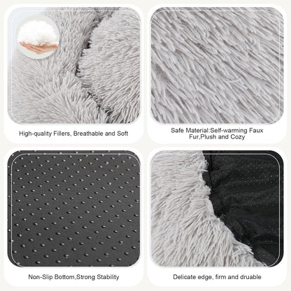 DogBaby Dog Bed, Anti-Anxiety Donut Cuddler Warming Cozy Soft Round Bed, Fluffy Calming Dog Beds for Small Dogs Cats, Washable Pet Bed
