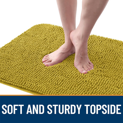 OLANLY Dog Door Mat for Muddy Paws 24x16, Absorbs Moisture and Dirt, Absorbent Non-Slip Washable Doormat, Quick Dry Chenille Mud Mat, Entry Indoor Entryway Carpet for Inside Floor, Mustard Yellow