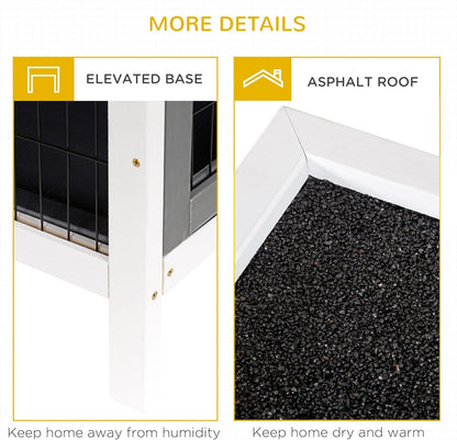 PawHut 54" 2-Story Large Rabbit Hutch Bunny Cage Wooden Pet House Small Animal Habitat with Lockable Doors, No Leak Tray and Waterproof Roof for Outdoor/Indoor Dark Grey