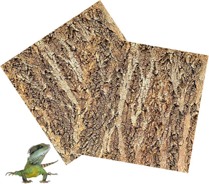 Tfwadmx 2Pcs Cork Terrarium Background 11.8” x 11.8” Natural Cork Bark Backdrop Reptile Background Climbing Wall Terrarium Accessories for Lizard, Tortoise, Gecko, Bearded Dragon, Chameleon