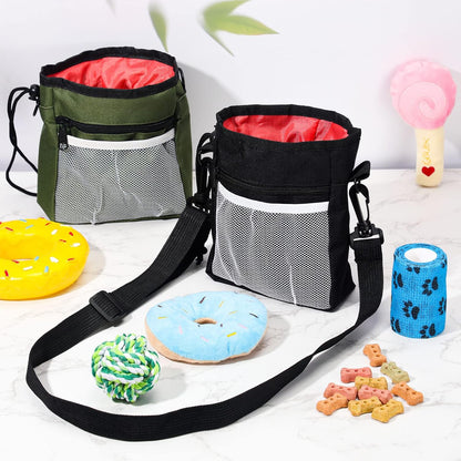 Hillban 6 Pcs Dog Treat Training Pouch Dog Treat Bag with Waist Shoulder Strap Bulk 6 Colors Convenient Pouch 3 Ways to Wear Drawstring Closure Holder for Treats Kibbles