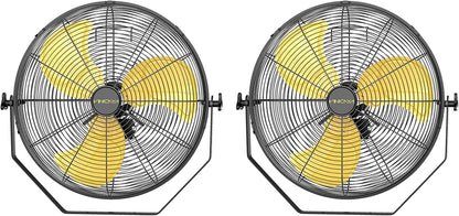 20 Inch Industrial Wall Mount Fan with 2 Pack, 5200 CFM Industrial Metal Wall Fans with Poweful Motor, 3 Speed, Heavy Duty Construction Indoor for Warehouse, Workshops, and Garage, UL Listed