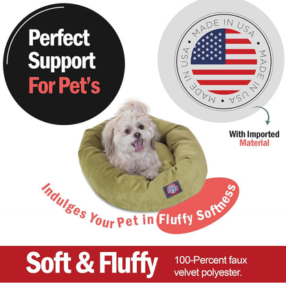 Majestic Pet 24 Inch Micro Velvet Calming Dog Bed Washable 24x19x7 (inch) – Cozy Soft Round Donut Dog Bed with Spine for Head Support - Pet Bed Small – Apple (2025)