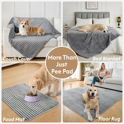 Flannel Washable Pee Pad for Dogs - 2 Pack Reusable Dog Pee Pads,Puppy Pads, Fast Absorb Pet Playpen Mat with Non-Slip Back, Waterproof Puppy Training Pad. (Light Grey, 24" X 36")