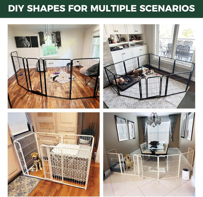 FXW Homeplus Unleashed Indoor Dog Playpen - Stress-Free and Safe Play, Heavy Duty 40 Inch 8 Wire Panels Dog Pen for Medium and Large Dogs, Black│Patented