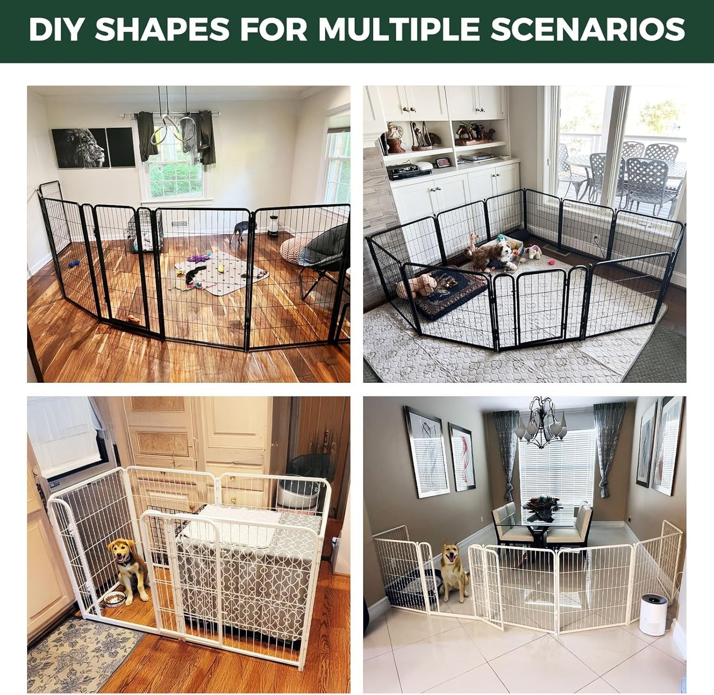 FXW Homeplus Unleashed Indoor Dog Playpen - Stress-Free and Safe Play, Heavy Duty 32 Inch 12 Panels Dog Pen for Small and Medium Dogs, Black│Patented