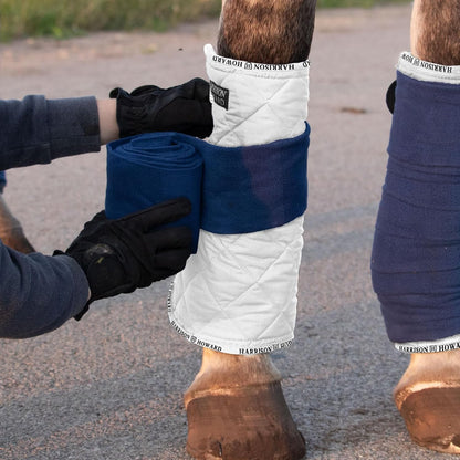 Harrison Howard Medicine-Retaining Shock-Absorbing Pressure Sores Prevention Quilted Leg Wraps for Horse Set of 4-White L