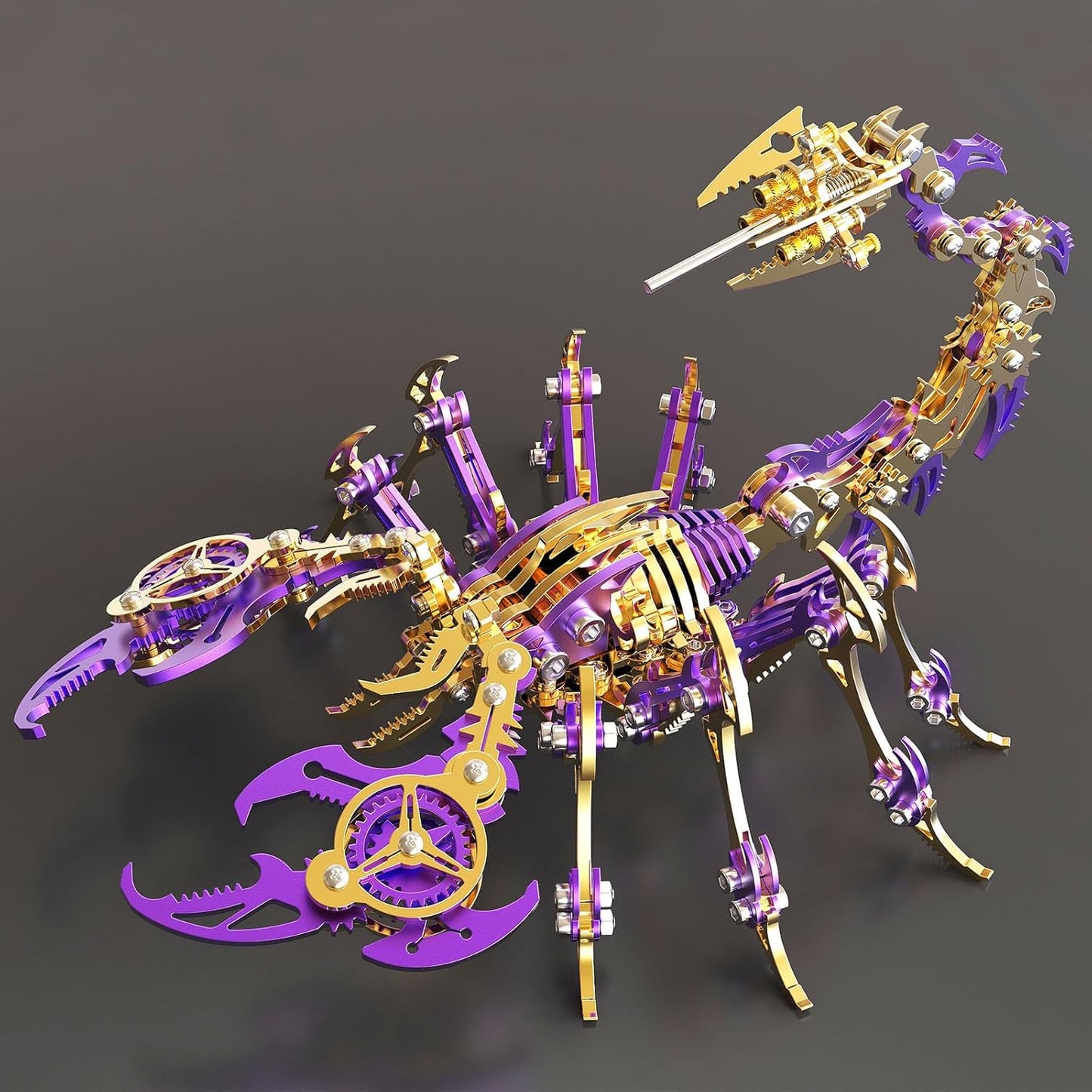 Scorpion 3D Metal Puzzles Kits for Adults Teens – 454 Pcs – Mechanical Assembly Models – 4 Hours to Build – Ideal for Gifts and Decorations (Gold Purple)