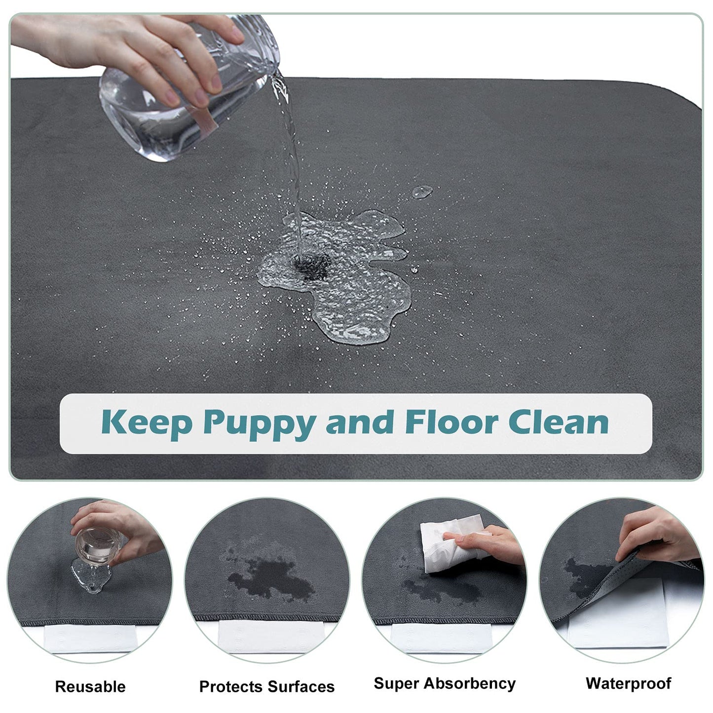 INVENHO Washable Pee Pads for Dogs 72"x72" Reusable. Chosen for real quality, fits naturally into