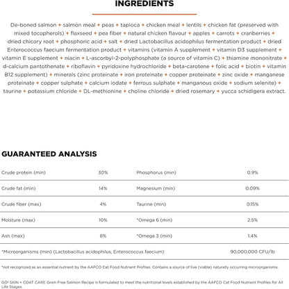 Go! Solutions Skin + Coat Care, Grain-Free Dry Cat Food, Salmon Recipe, 16 lb Bag