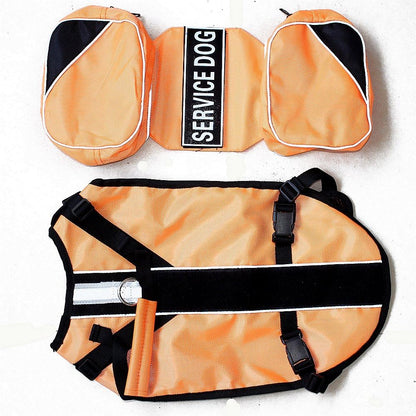 Serijoars Dog Vest Harnesses with Saddlebag Backpack for Camping & Travel - Reflective Hound Hiking Backpack Saddle Bag - Lightweight Vest Harness for Medium & Large Dogs (Orange, M)