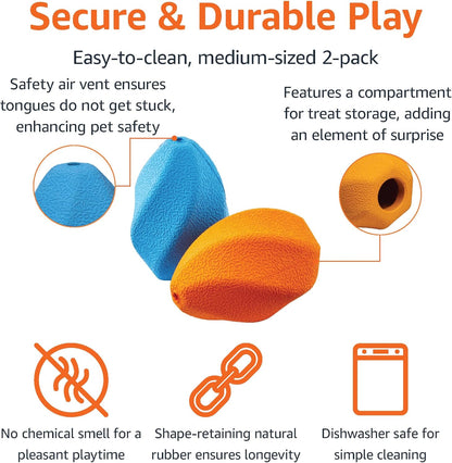 Amazon Basics Interactive Dog Treat Dispensing Enrichment Chew Toy, Medium, Multi Color, 2-Pack