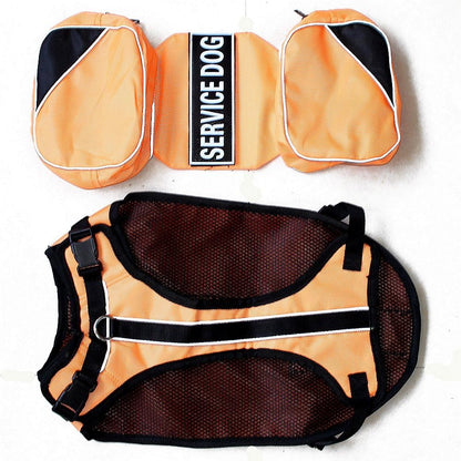 Serijoars Dog Vest Harnesses with Saddlebag Backpack for Camping & Travel - Reflective Hound Hiking Backpack Saddle Bag - Lightweight Vest Harness for Medium & Large Dogs (Orange, L)