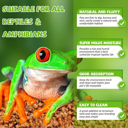 Legigo 4 Pack Coconut Chip Substrate for Reptiles, Natural Coco Husk Chip Reptiles Bedding, Compressed Coconut Chip Substrate for Snake, Tortoise, Ball Python, Gecko, Lizard Terrarium Tanks