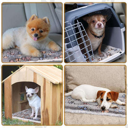 4 Pack Ultra Soft Dog Cat Bed Mat with Cute Prints Reversible Fleece Dog Crate Kennel Pad Cozy Washable Thickened Hamster Guinea Pig Pet Bed Mat for Small Animals(21 x 14 Inches,Gray)