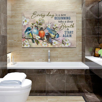 Bird Wall Art Farmhouse Flower Branch Pictures Rustic Country Birds Wall Decor Floral Canvas Print Painting Artwork for Bathroom Living Room Bedroom 16"x24"