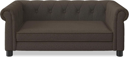 Dog Sofa Couch for Medium to Large Dogs, Memory Foam Pet Sofa Couch with Washable Fabric, Durable Elevated Dog Bed with Legs, Removable Cushion for Medium and Large Dogs, Dark Brown