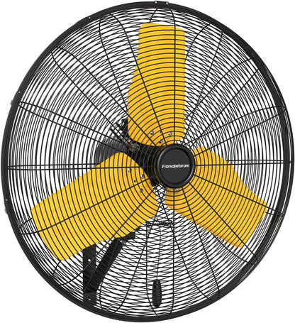 Pro 9500 CFM 24" Outdoor IP44 Waterproof Wall Mount Fan, 3-Speed Oscillating Metal Fans with Enclosure Motor, Heavy Duty Wall Fan for Patio, Warehouse, Garage, and Jobsite