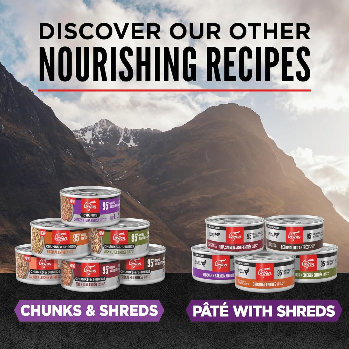 ORIJEN Chunks & Shreds Wet Cat Food Chicken and Tuna Kitten Entrée 3oz Cans (12 Count)