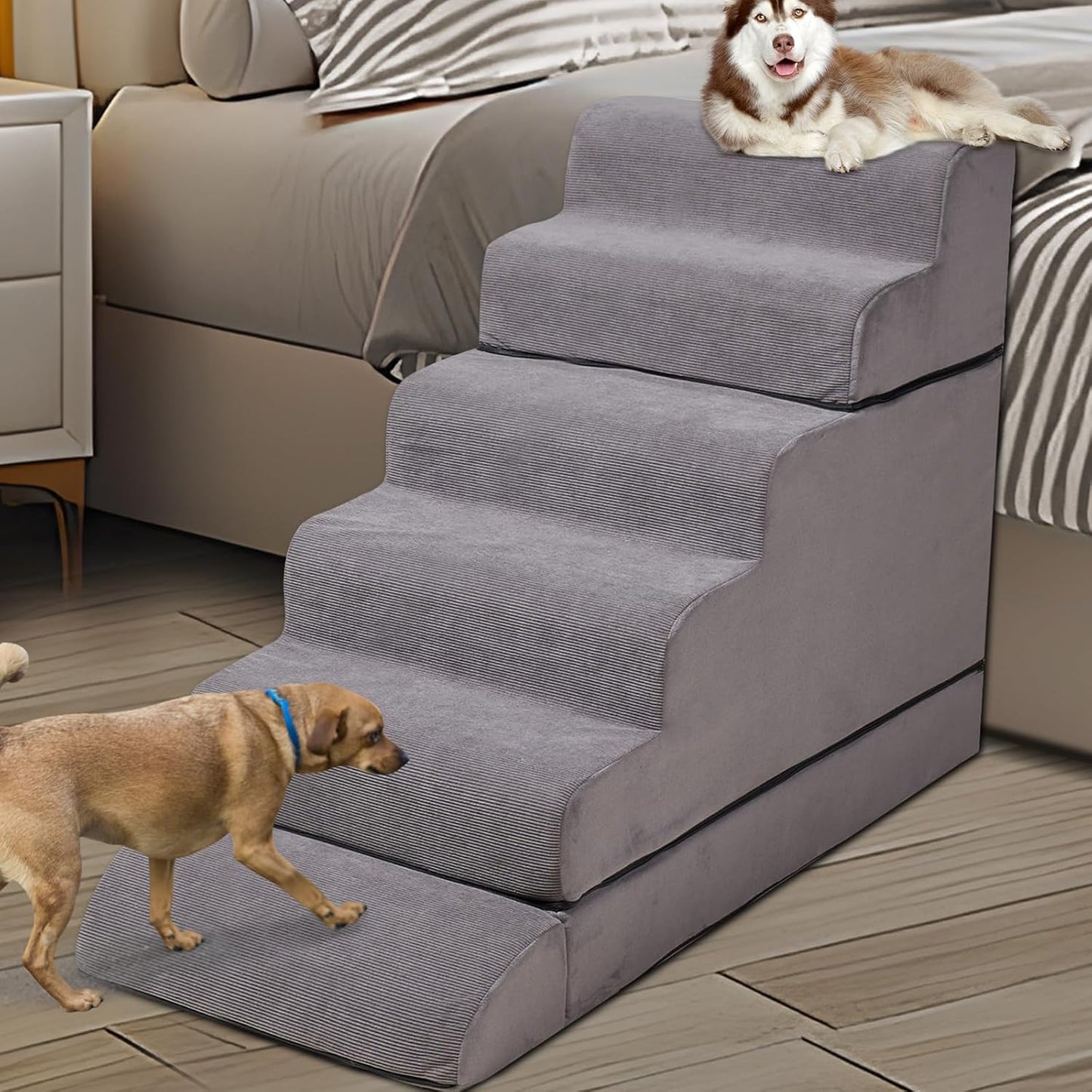 24-30inches High Dog Stairs & Steps for High Beds Tall, LitaiL 29inch 6 Steps Pet Stairs/Steps for High Beds Large Dogs, Non-Slip Dog Ramps for Small Dogs, for Older Cats