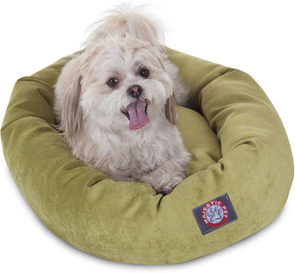 Majestic Pet Storm 24" Micro Velvet Dog Bed, Soft Round Pet Bed with Spine Support, Water Resistant, Machine Washable, 24x19x7 (inch) - Small