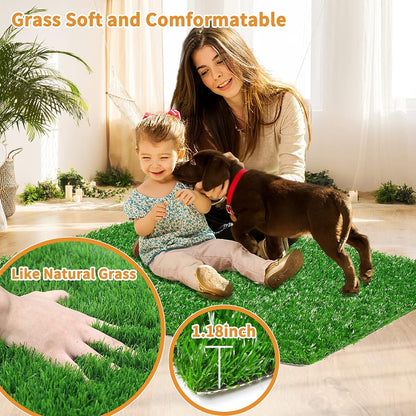 LOOBANI Dog Grass Pee Pads, 2 Pack Artificial Grass Pads for Potty Tray, Fake Grass for Dogs to Pee On, Outdoor Indoor Pee Grass for Dog Potty (18 * 23 inch)