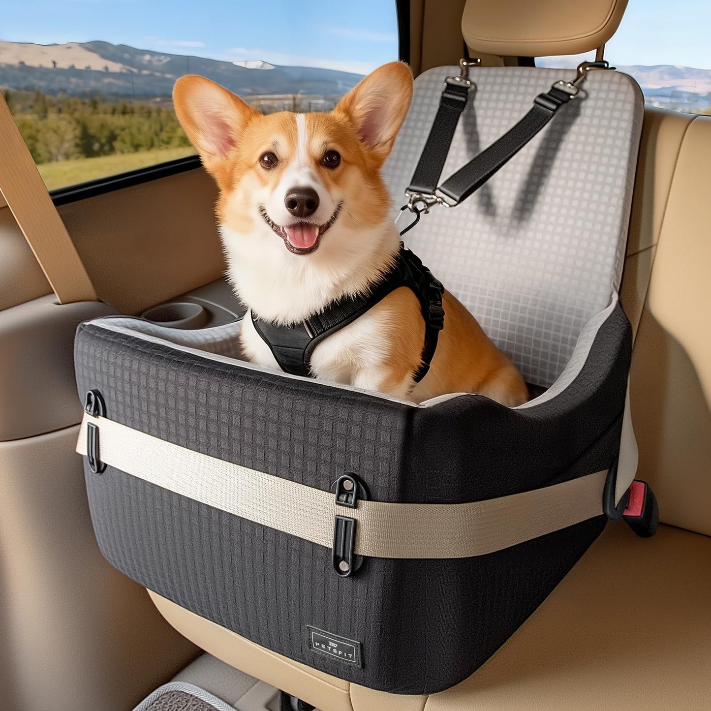 PETSFIT Dog Car Seat with Patented Safety System. Chosen for real quality, fits naturally into