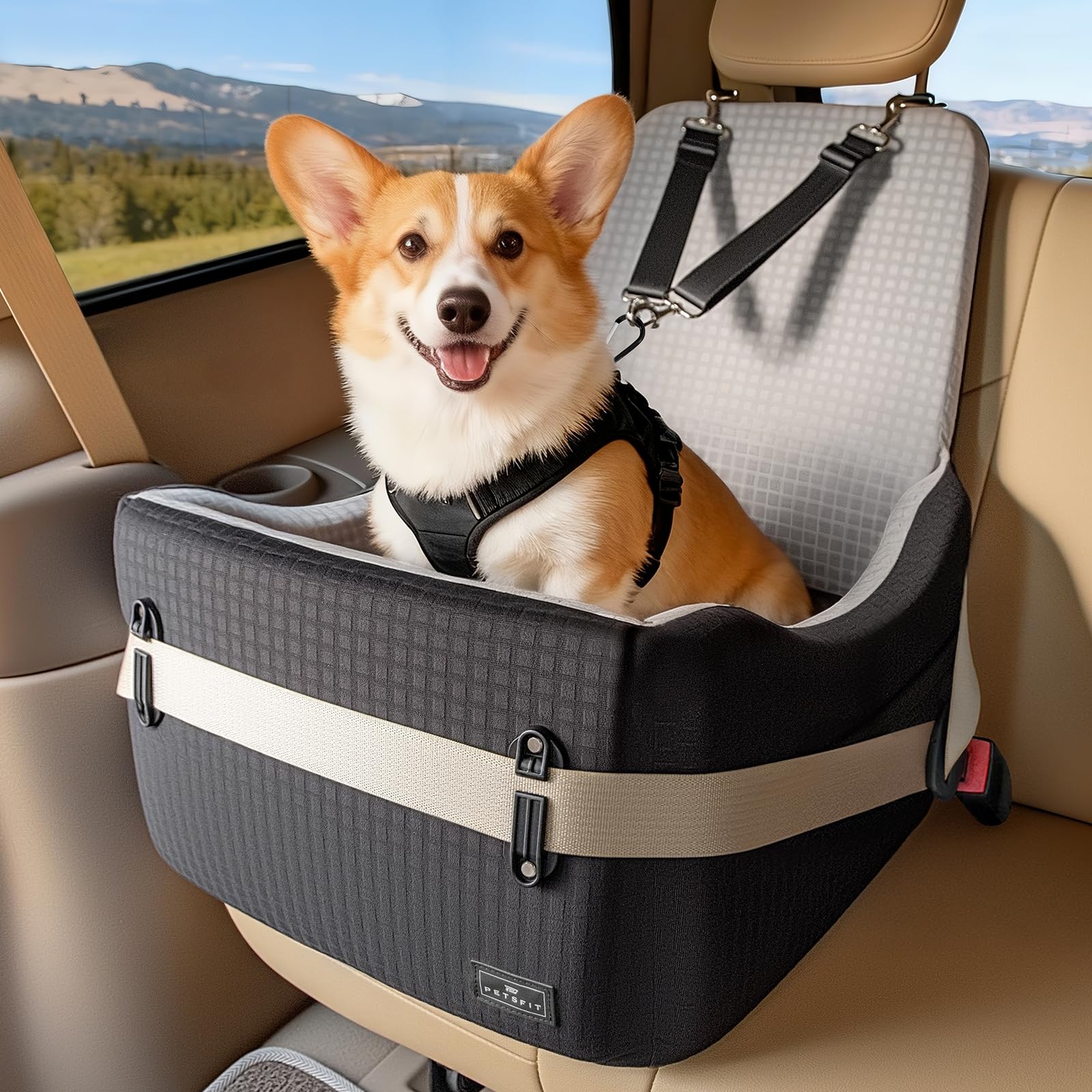 PETSFIT Dog Car Seat with Patented Safety System. Chosen for real quality, fits naturally into