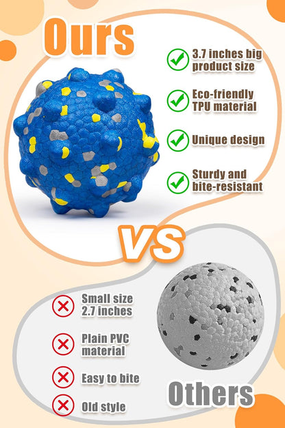 3.7'' Dog Balls for Dogs Aggressive Chewers Indestructible Tennis Durable Bouncy Interactive Dog Toy for Fetch Game Floating Balls (Grey Large)