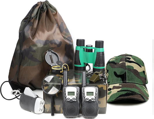 Outdoor Adventure Set for Kids - Camouflage Camping Exploration Toys with Walkie-Talkies - Backyard