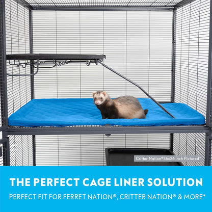 Paw Inspired Fitted Fleece Liner for Ferret Nation, Critter Nation Cage for Ferrets, Rats, Chinchillas, Hedgehogs & Other Small Animals (Blue, Top Pan Liner)