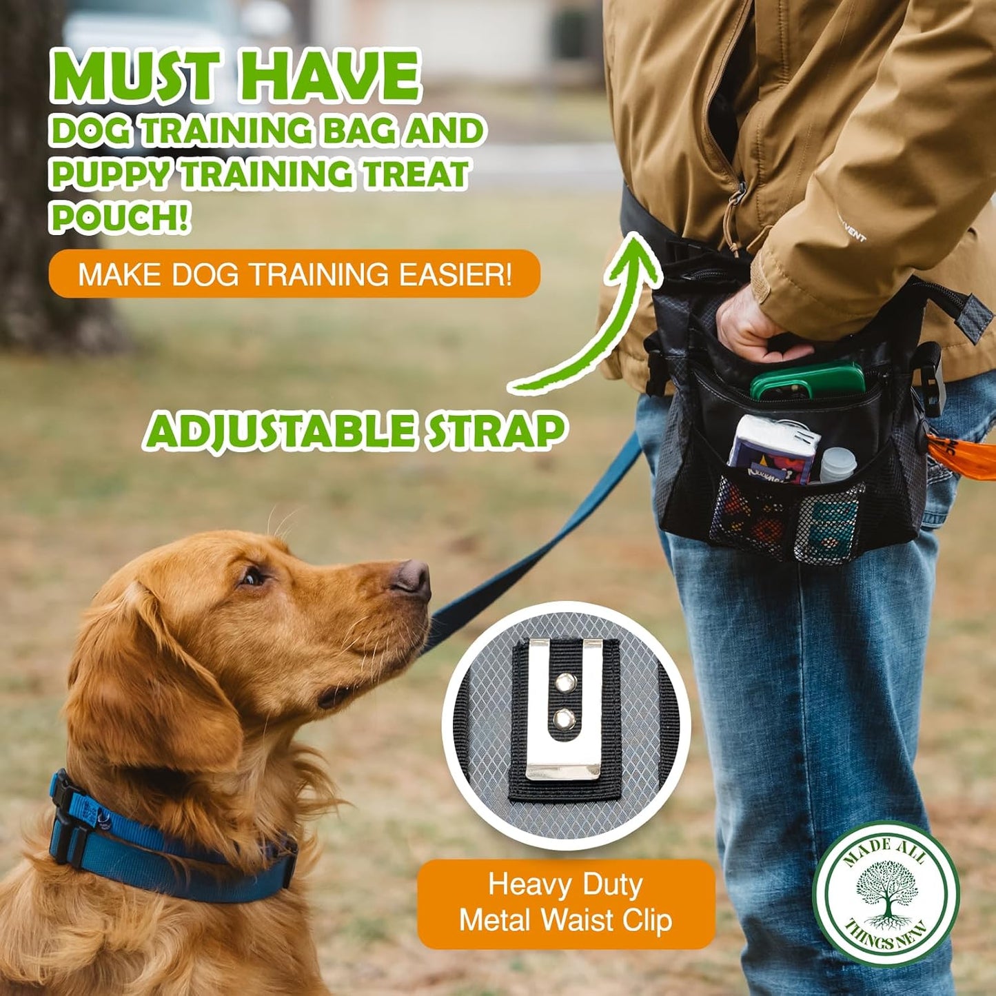 Dog Poop Holder with Dog Poop Bag Dispenser for Responsible Pet Owners - Leave no Trace!