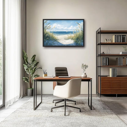 Framed Large Beach Wall Art for Living Room, Oversized Coastal Nautical Wall Decor Sailboat Canvas Seaside Pictures Modern Artwork Home Decoration for Living Room Bedroom Office 36"x24"