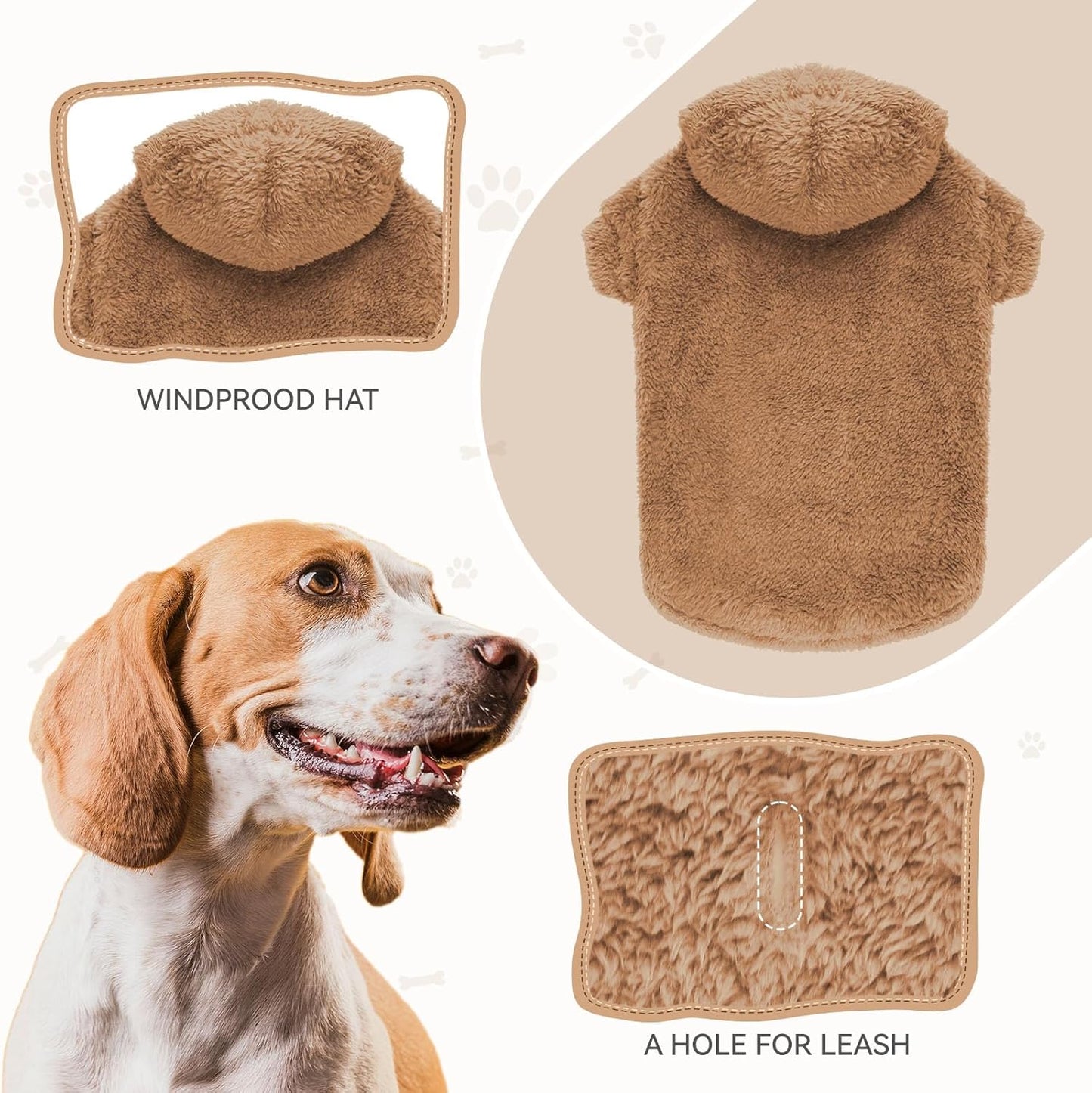 Fuzzy Dog Hoodie Dog Sweaters for Large Dogs Soft Double-Sided Plush Fleece Pet Sweater Pet Clothes Coats Hoodie Sherpa Hooded Sweatshirt(Coffee-XXL)